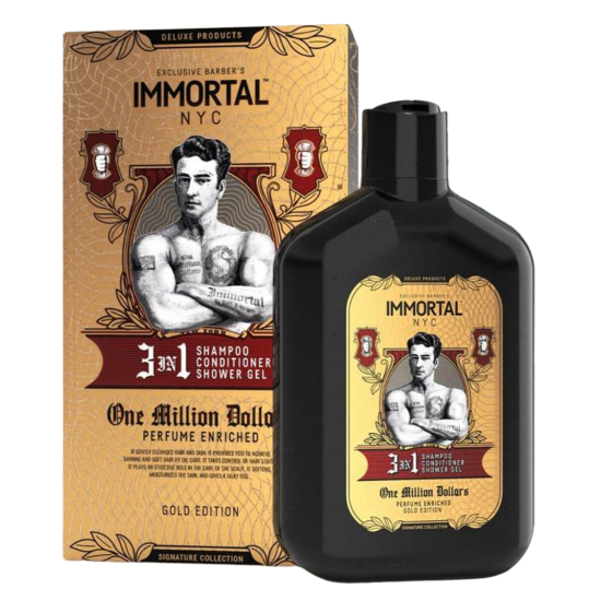 Immortal NYC - 3 in 1 One Million Dolars Σαμπουάν, Μαλακτικό και Αφρόλουτρο Gold Edition 500 ml